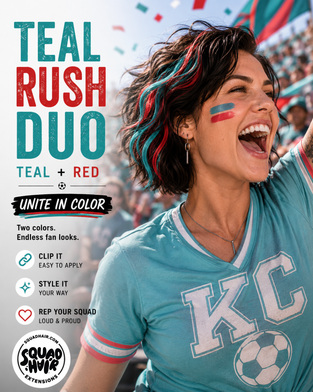 Teal Rush Duo | Teal & Red Kansas City-inspired colors for match day